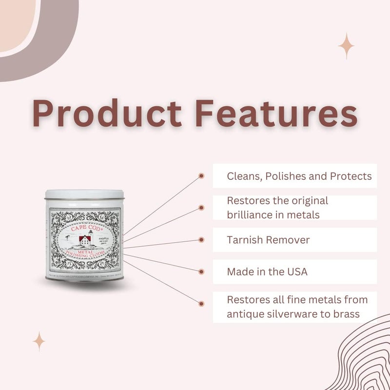 CAPE COD Polishing Metal Tin Bundle for Fine Metals | (12) 4X6 Polishing Cloths | (1) 12x12 Buffing Cloth | (1) Pair of Nitrile Gloves - Image 4